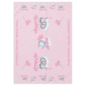 ベビーゾウとピンクラブハートバルーンカスタム テーブルクロス (正面)