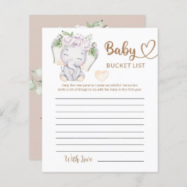 ベビーゾウとフラワーウォーターの色のバケットリスト