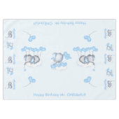 ベビーゾウとブルーラブハートバルーンカスタム テーブルクロス (正面(横))