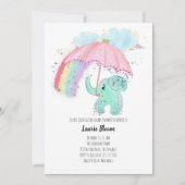 ベビーゾウとレインボーベビーシャワー 招待状 (正面)