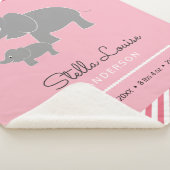 ベビーゾウと傘ベビーガール誕生統計 シェルパブランケット (3/4)