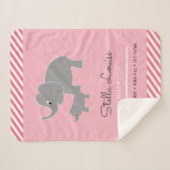 ベビーゾウと傘ベビーガール誕生統計 シェルパブランケット (正面(横))