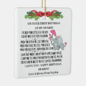 ベビーゾウと母として幸せな1回目の誕生日 セラミックオーナメント (右)