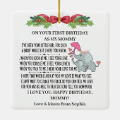 ベビーゾウと母として幸せな1回目の誕生日 セラミックオーナメント (裏面)