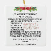 ベビーゾウと母として幸せな1回目の誕生日 セラミックオーナメント (正面)