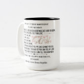 ベビーゾウと母として幸せな1回目の誕生日 ツートーンマグカップ (正面左)