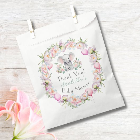 ベビーゾウと牡丹とバルーンベビーシャワー フェイバーバッグ
