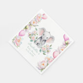 ベビーゾウと牡丹&バルーン赤ちゃんシャワー スタンダードランチョンナプキン (角)