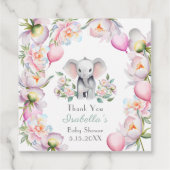 ベビーゾウと牡丹&バルーン赤ちゃんシャワー フェイバータグ (裏面)