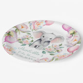 ベビーゾウと牡丹&バルーン赤ちゃんシャワー ペーパープレート (アングル)