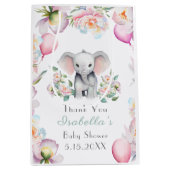 ベビーゾウと牡丹&バルーン赤ちゃんシャワー ミディアムペーパーバッグ (正面)