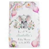 ベビーゾウと牡丹&バルーン赤ちゃんシャワー ミディアムペーパーバッグ (裏面)