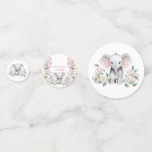 ベビーゾウと牡丹、ユーカリ赤ちゃんシャワー コンフェッティ (裏面)