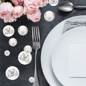 ベビーゾウと牡丹、ユーカリ赤ちゃんシャワー コンフェッティ