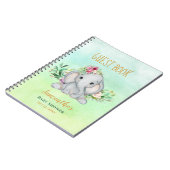 ベビーゾウと花ベビーシャワー ノートブック (左側)