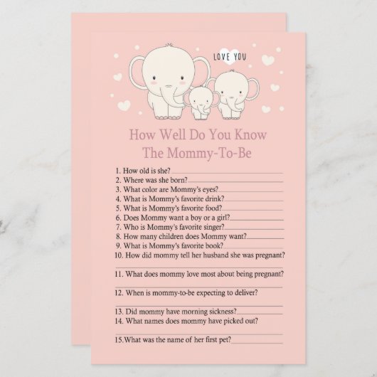 ベビーゾウどのように良く知っているベビーショールゲーム (正面/裏面)