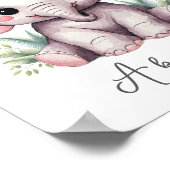 ベビーゾウのぬいぐるみウォールアート - 名前入りプリント ポスター (角)