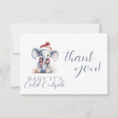 ベビーゾウのクリスマスシャワー外は冷たい サンキューカード (正面)