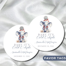 ベビーゾウのクリスマスシャワー外は冷たい フェイバータグ