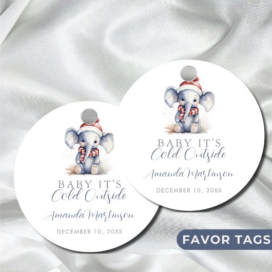 ベビーゾウのクリスマスシャワー外は冷たい フェイバータグ