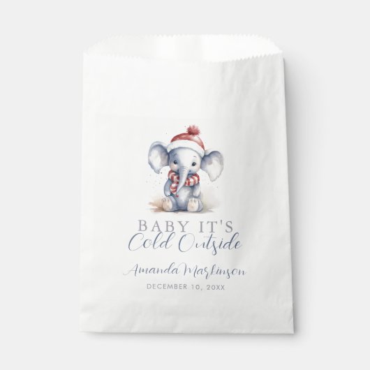 ベビーゾウのクリスマスシャワー外は冷たい フェイバーバッグ (正面)