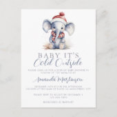 ベビーゾウのクリスマスシャワー外は冷たい ポストカード (正面)