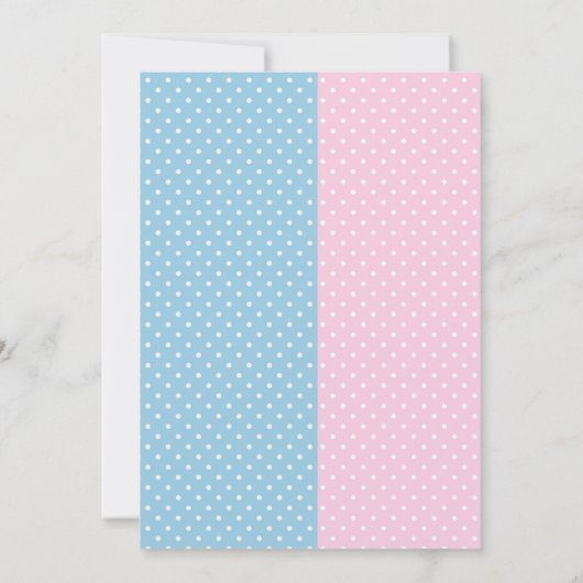 ベビーゾウのピンク青の性別の表示パーティー 招待状 (裏面)