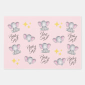 ベビーゾウのベビーガールシャワー ラッピングペーパーシート (正面2)