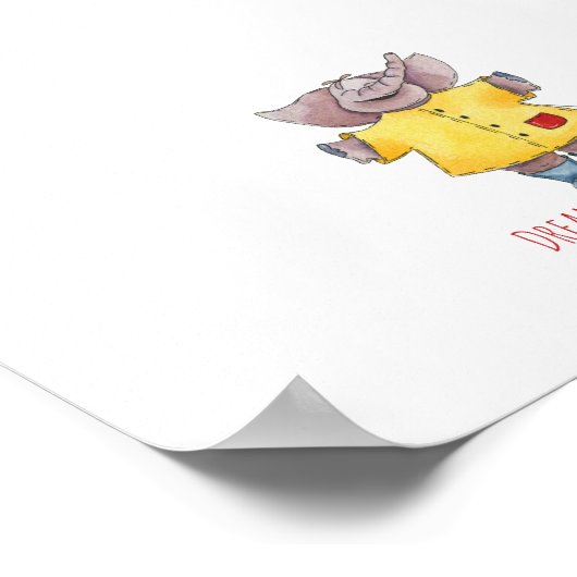 ベビーゾウのレインコート指紋ゲストブック ポスター (角)