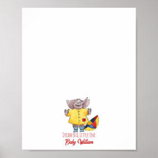 ベビーゾウのレインコート指紋ゲストブック ポスター