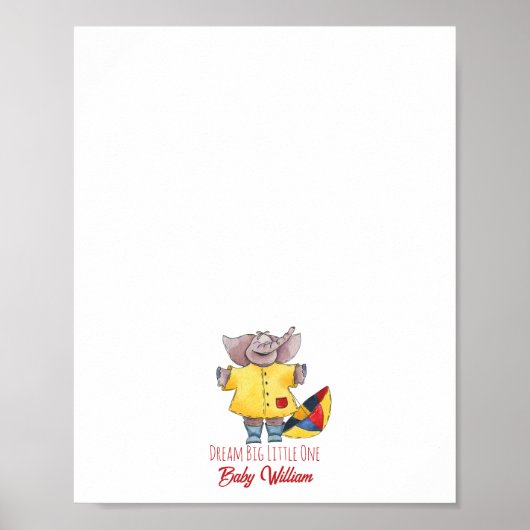 ベビーゾウのレインコート指紋ゲストブック ポスター (正面)