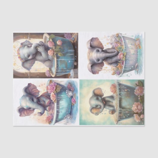 ベビーゾウの入浴時間 薄葉紙 (正面)