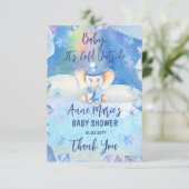 ベビーゾウの外は寒い冬の赤ちゃんシャワー サンキューカード (スタンド正面)