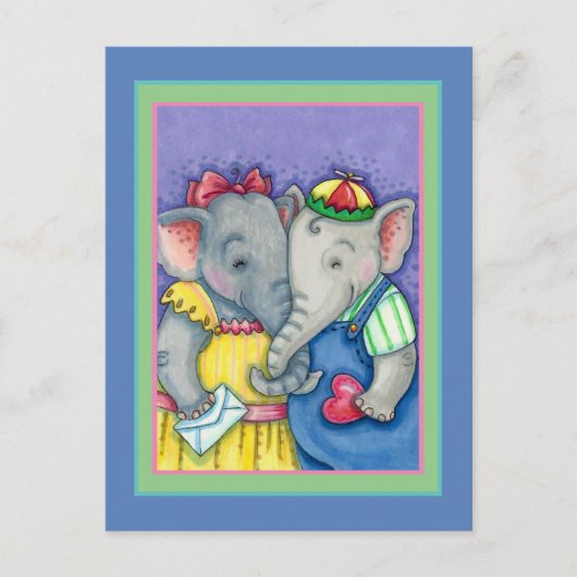 ベビーゾウの最初の愛、かわいいパキディームの友人 シーズンポストカード (正面)