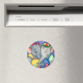 ベビーゾウの最初の愛、かわいいパキディームの友人 マグネット (インサイチュ (食洗機))