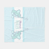 ベビーゾウの泡アクアブルーストライプカスタムの フリースブランケット (正面(横))