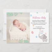 ベビーゾウの誕生のお知らせ 招待状 (正面)