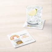 ベビーゾウの風船,赤ちゃんシャワー,紙コースター スクエアペーパーコースター (インサイチュ)