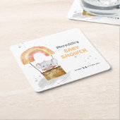 ベビーゾウの風船,赤ちゃんシャワー,紙コースター スクエアペーパーコースター (アングル)