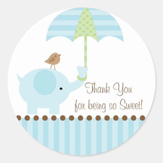 ベビーゾウ傘サンキューステッカー ラウンドシール (正面)