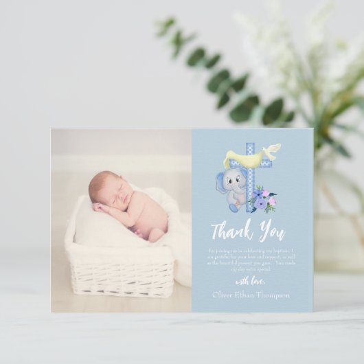 ベビーゾウ十字鳩バプテスマありがとう サンキューカード (スタンド正面)