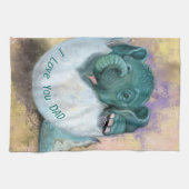 ベビーゾウ卵孵化 – 私はあなたを愛するパパ キッチンタオル (横)