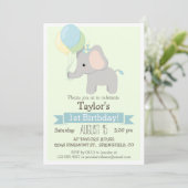 ベビーゾウ子供の誕生日パーティーの招待状 招待状 (スタンド正面)