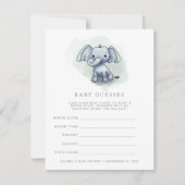 ベビーゾウ座って赤ちゃんシャワー推理ゲーム 招待状 (正面)