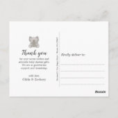 ベビーゾウ弦ハート赤ちゃんシャワーありがとう ポストカード (裏面)