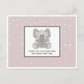 ベビーゾウ弦ハート赤ちゃんシャワーありがとう ポストカード (正面)