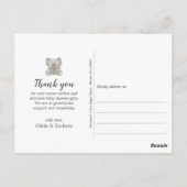 ベビーゾウ弦ハート赤ちゃんシャワーありがとう ポストカード (裏面)