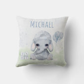 ベビーゾウ水彩名付き子供部屋 クッション (裏面)