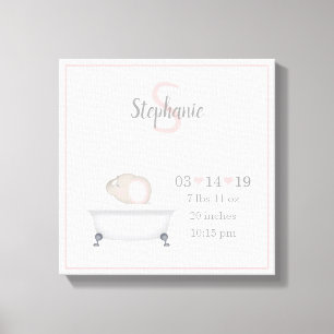 ベビーゾウ泡風呂ガール誕生のお知らせ キャンバスプリント