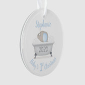 ベビーゾウ泡風呂ボーイベビーシャワー オーナメント (正面)